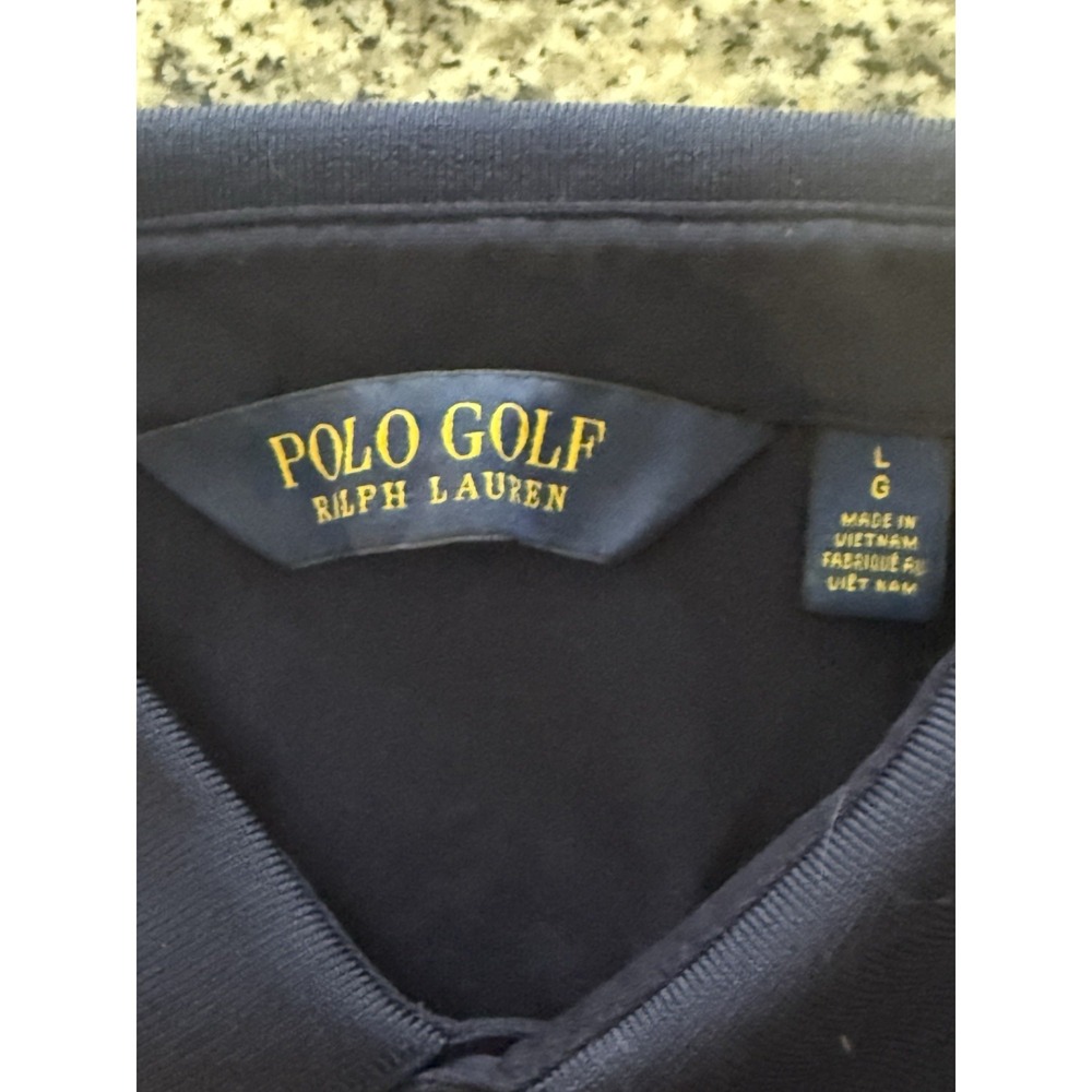 Polo Ralph Lauren Golf Polo Sz L Blue White Striped PGA Quail Hollow Logo - Picture 14 of 14